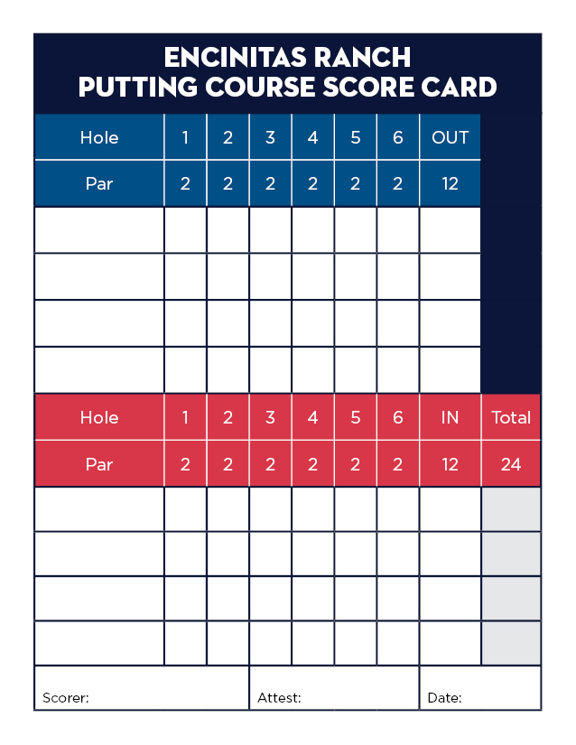 ER Putting Course Scorecard 2021 front